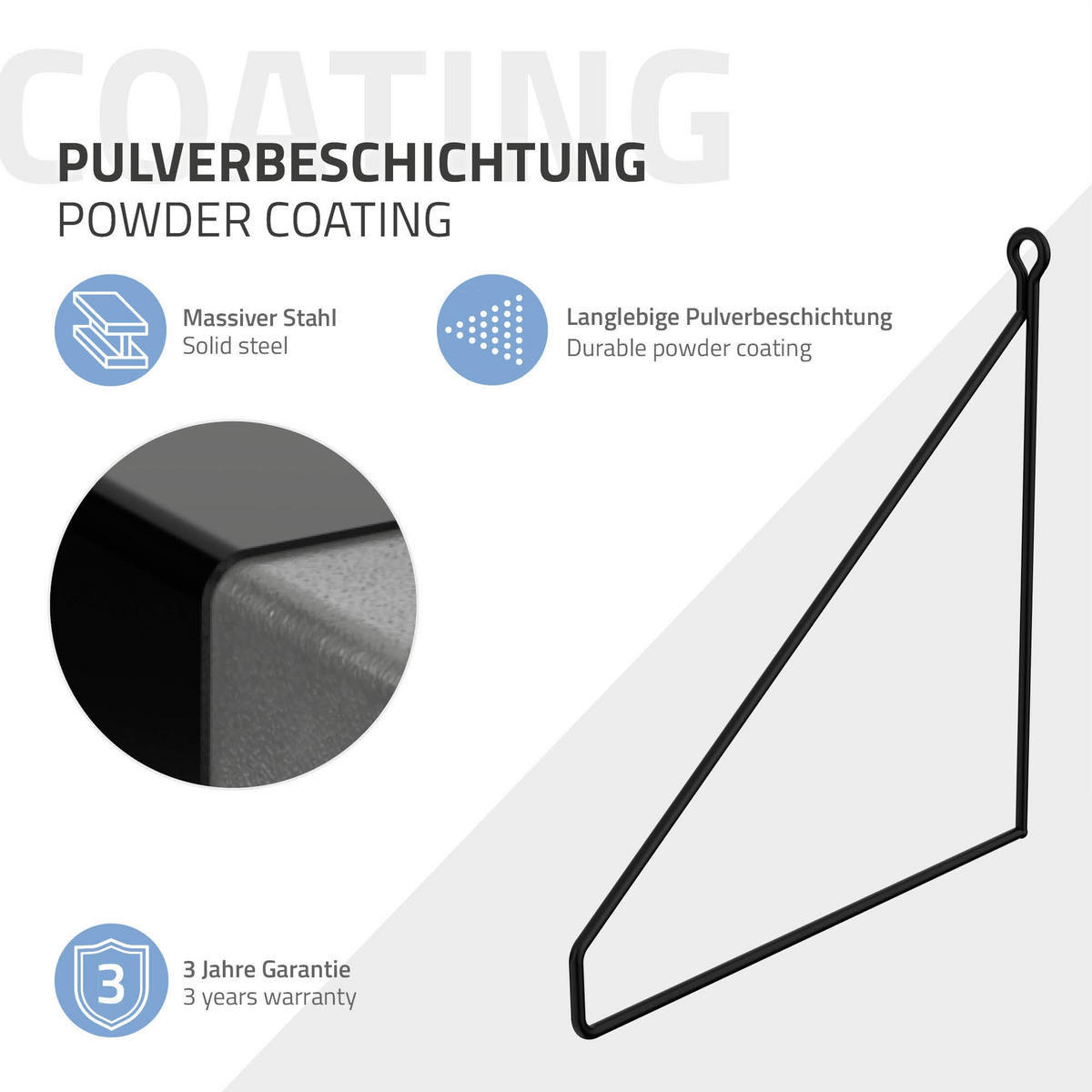 REGALHALTERUNG 2er Set 250mm Schwarz - Schwarz, Metall (25/25/25cm) - ML-DESIGN