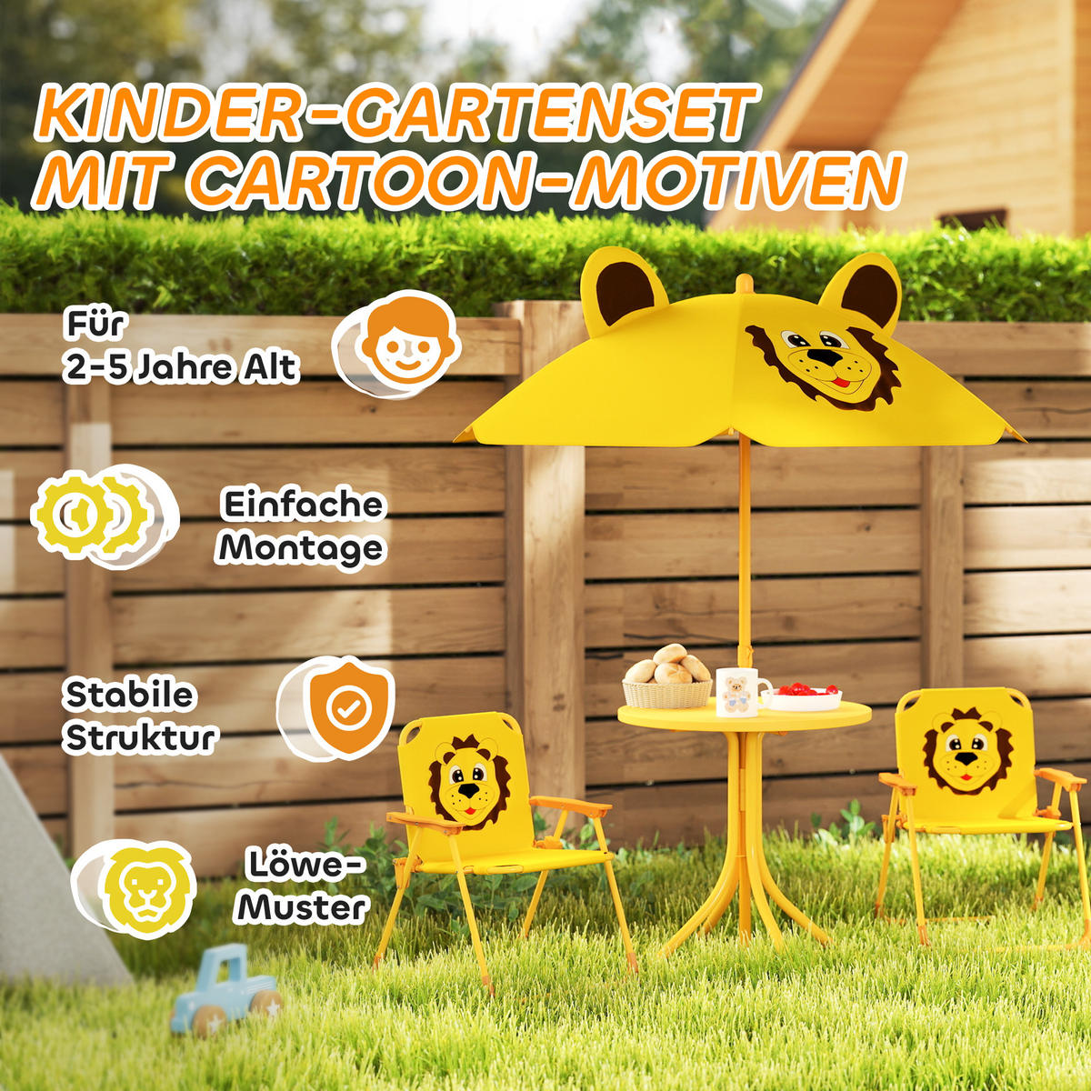GARTEN-KINDERSITZGRUPPE, Gelb, Stahl, Polyester - Gelb, Metall - AIYAPLAY
