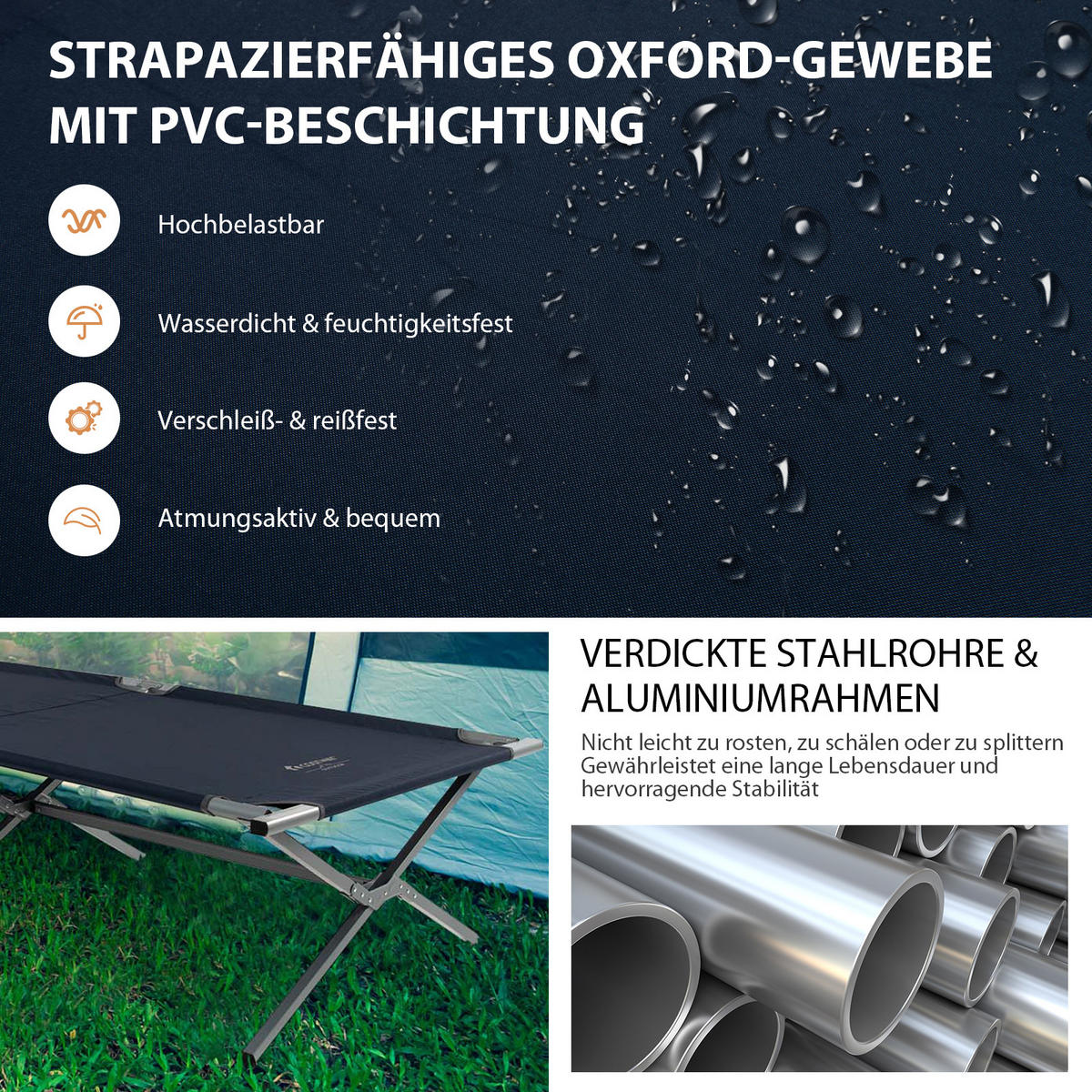 CAMPINGLIEGE Klappbar Blau - Blau, Metall - COSTWAY