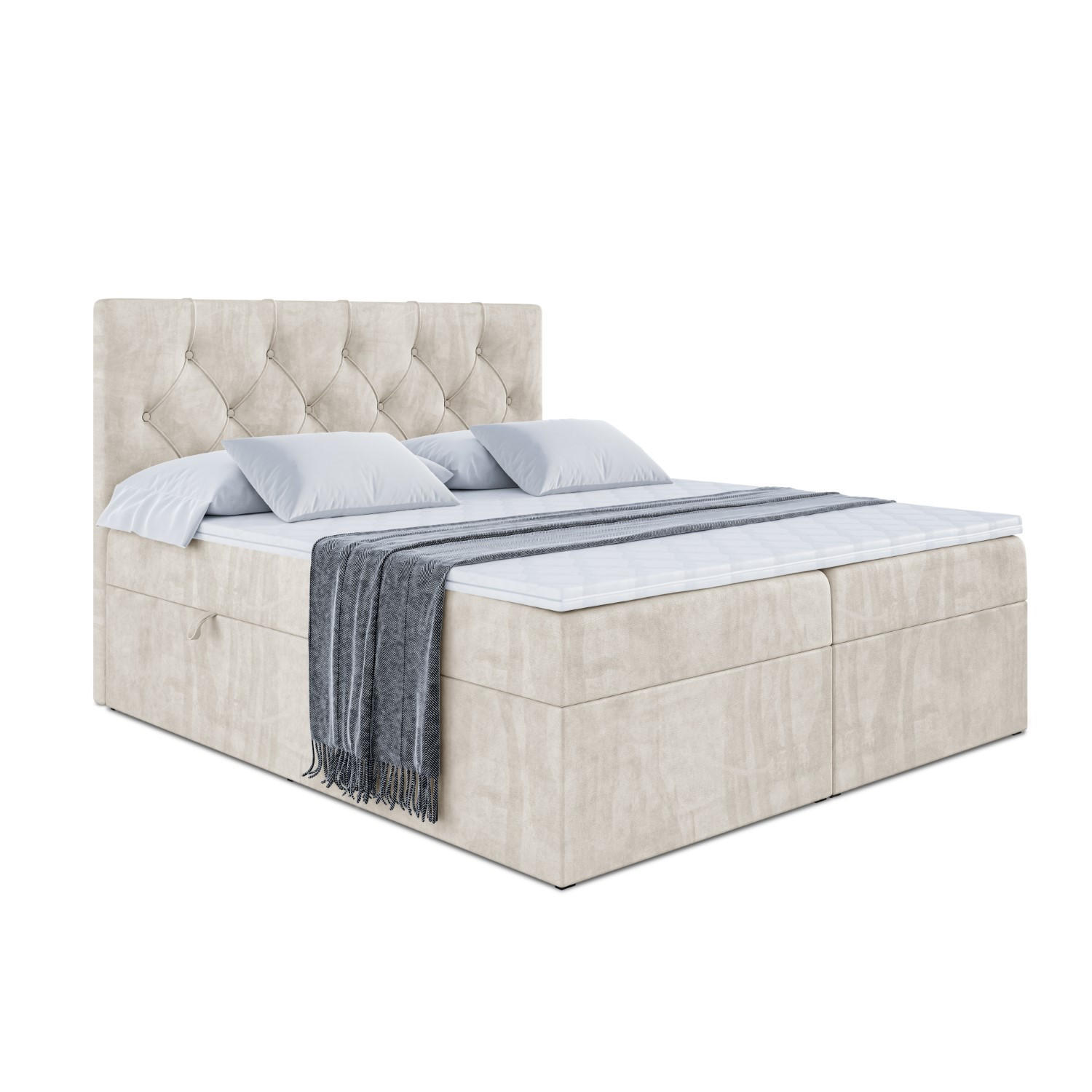 BOXBETT mit Matratze H3 und Lattenrost - MIRAGE - 180x200 Ecru - Ecru, Holzwerkstoff (180/200cm) - ALTDECOR
