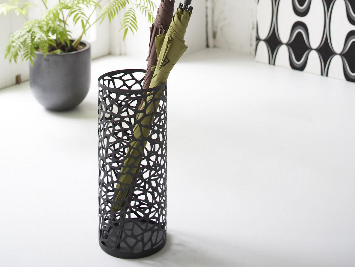 SCHIRMSTÄNDER Nest schwarz 19/46/19 cm rund - Schwarz, Metall (19/46/19cm) - Yamazaki