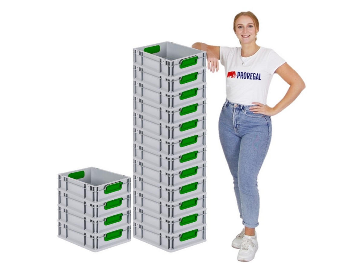 EUROBOX 16x Nextgen Color 12x30x40cm 11 Liter Griffe Grün Geschlossen - Grün, Kunststoff (30/12/40cm) - PROREGAL