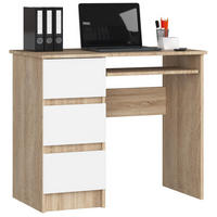 SCHREIBTISCH Sonoma Eiche, Weiß 90x50x77 cm - Weiß/Sonoma Eiche, Holzwerkstoff (50/90/77cm) - Akord