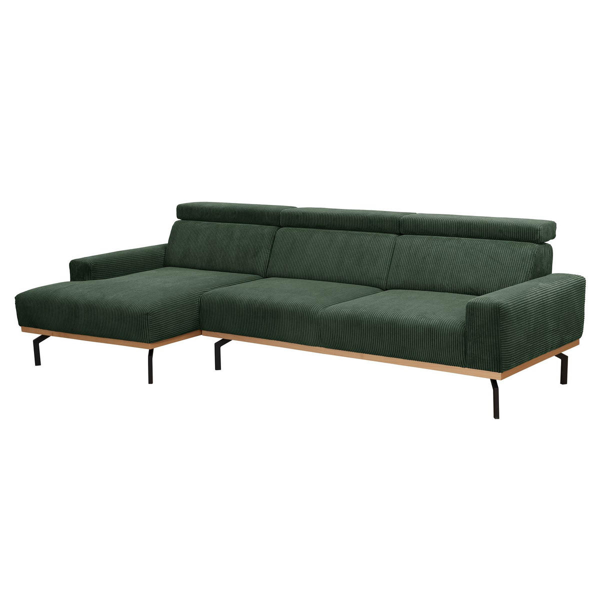 ECKSOFA mit Longchair links Katrien Cordstoff dunkelgrün - Dunkelgrün, Kunststoff (135/280cm) - 58aufmkessel