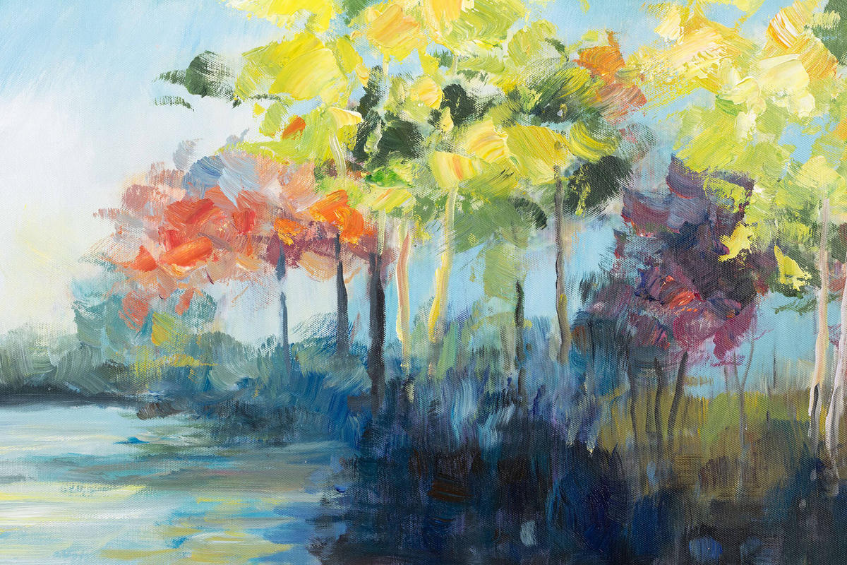 RUČNO SLIKANA AKRILNA SLIKA, 90/60 CM - višebojno, tekstil/drvo (90/60cm) - KUNSTLOFT