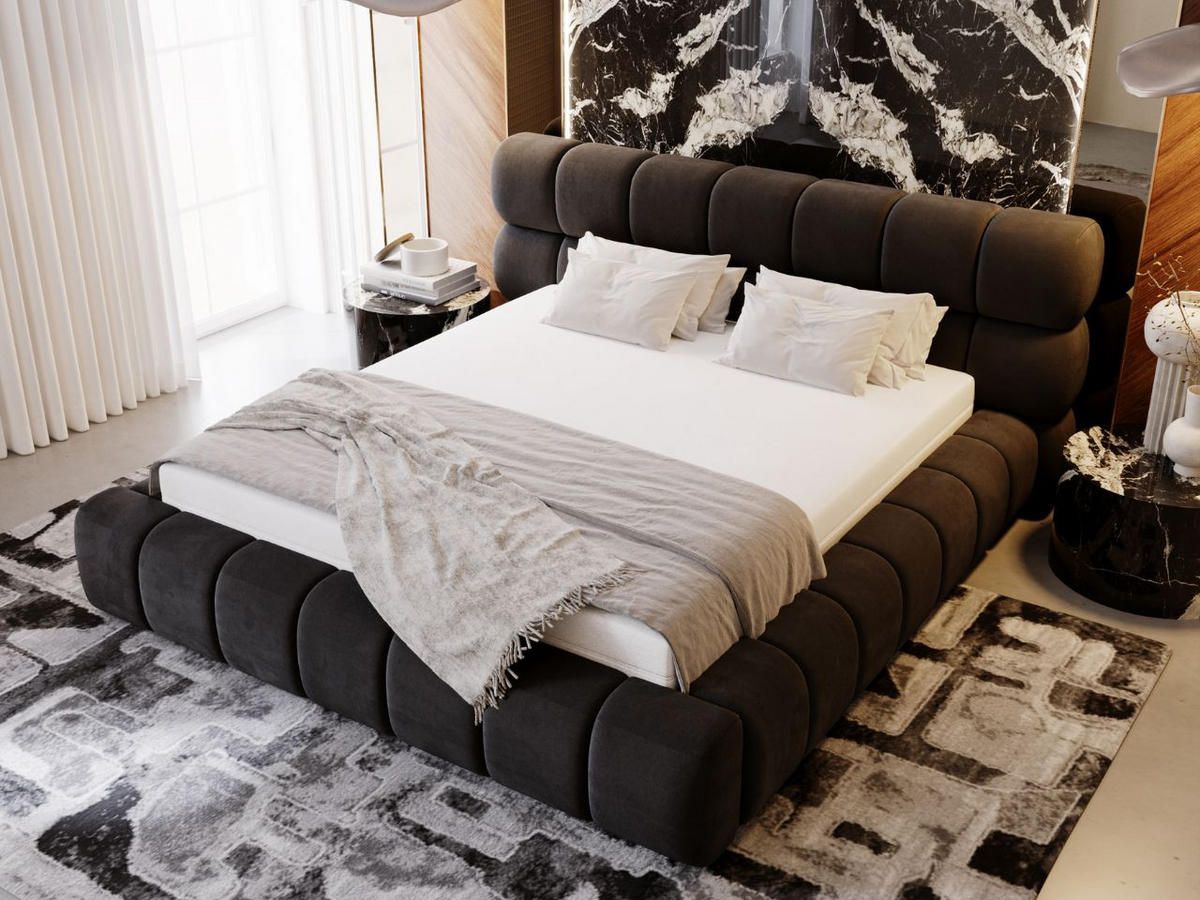 POLSTERBETT Mellow 140x200 Schwarz - Schwarz, Textil (140/200cm) - Graingold