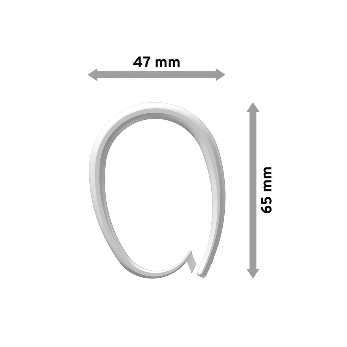 DUSCHVORHANGRINGE verschließbar 65/49 mm für Duschvorhangstange/Spannstange, Weiß, Packung 10 Stück - Weiß, Kunststoff (35cm) - INTERDECO