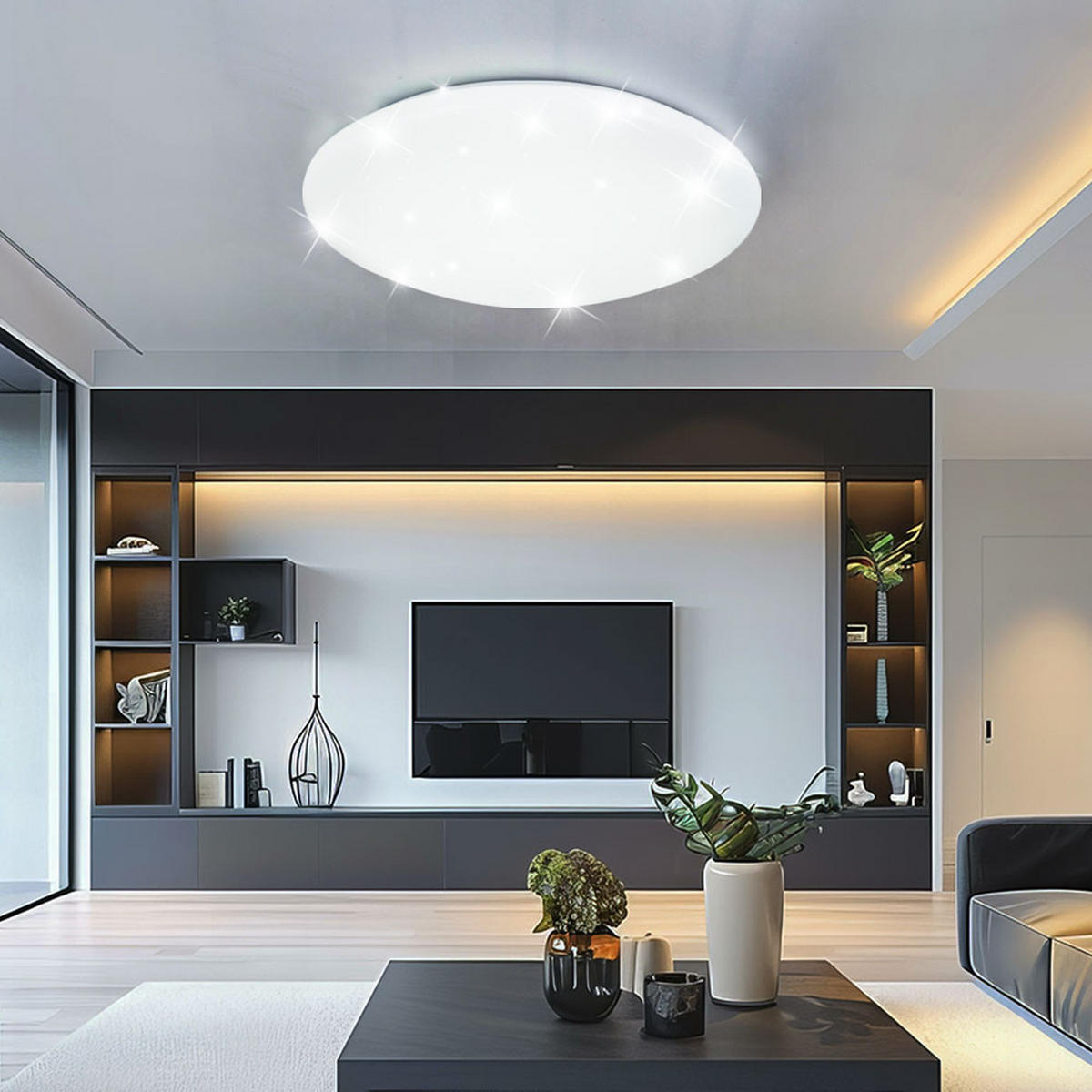 LED DECKENLEUCHTE Metall Weiß Sternenhimmel Effekt - Weiß, Metall (29/9.2/9.5cm)