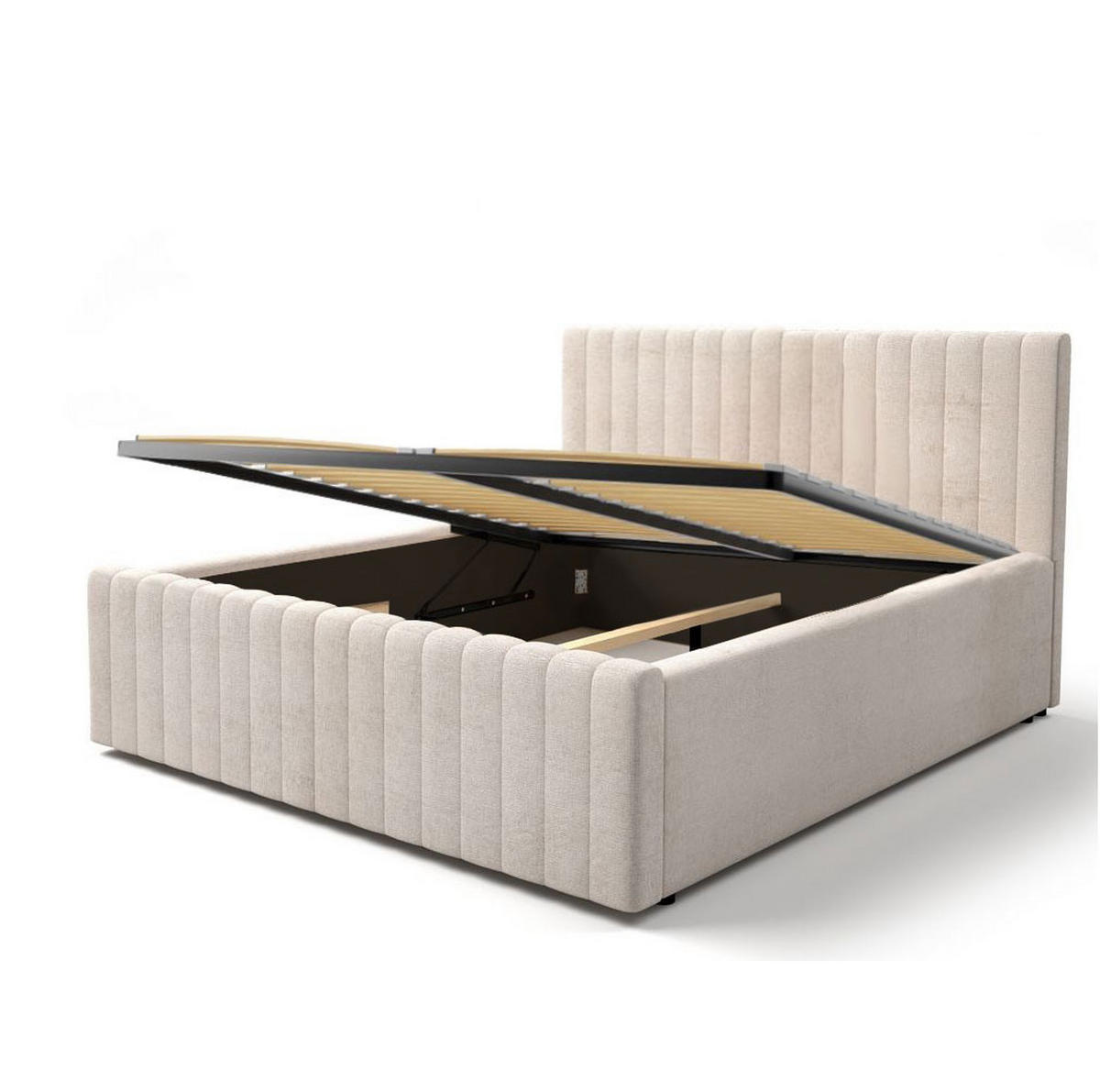 POLSTERBETT Batina Beige 201 / 220 / 112cm mit Metalllattenrahmen - Beige, Holz/Holzwerkstoff (180/200cm) - Feldmann-Wohnen