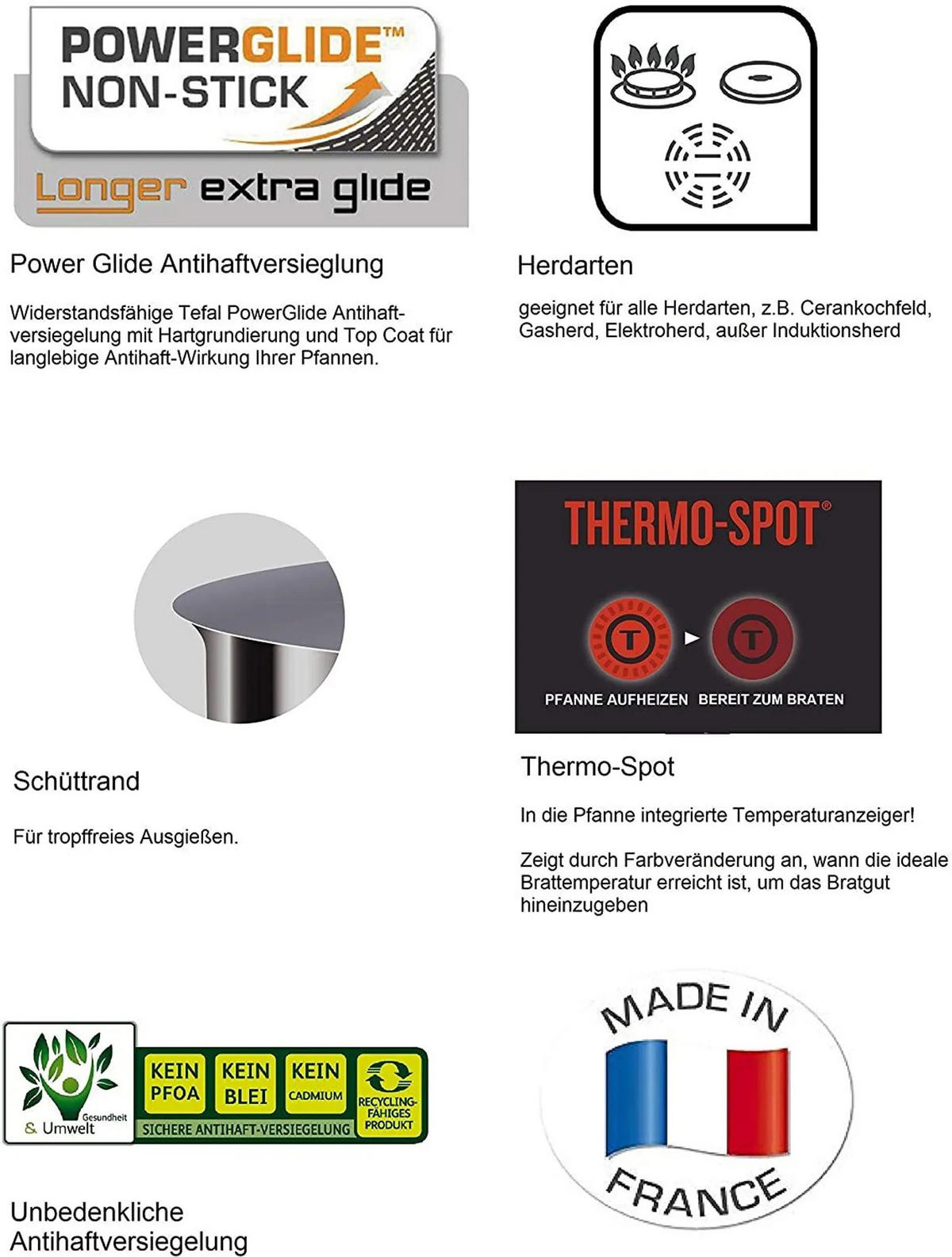 TOPFSET Edelstahl Induktion L20488 15-teilig 20/24/26 cm Bratpfannen 24 cm Schmorpfanne Töpfe mit Deckeln Griff Pfannenwender Kochlöffel, Bratpfanne - Schwarz, Metall - Tefal