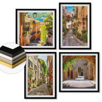 WANDBILDER 4er-Set - 50x50 cm & 40x60 cm Schwarzer Rahmen - Italienische Straßen, Blumen, Architektur - Schwarz, Kunststoff (50/50cm) - ArtPrintCave