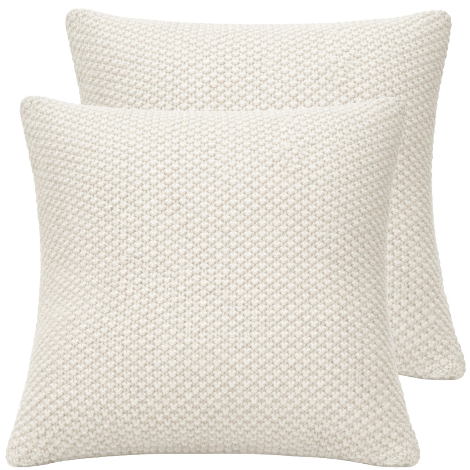 KISSENBEZUG 50x50 im 2er Set, Strick Dekokissenbezug, Wohnzimmer Sofakissenbezug für Sofa, Bett, Couch - Weiß - Ecru, Textil (50/50cm) - Carpe Sonno