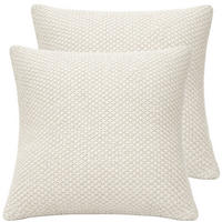 KISSENBEZUG 50x50 im 2er Set, Strick Dekokissenbezug, Wohnzimmer Sofakissenbezug für Sofa, Bett, Couch - Weiß - Ecru, Textil (50/50cm) - Carpe Sonno