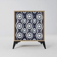 SIDEBOARD GRAPHITE EYES, Eichefarben, 57,5x42x70,5 cm, Schwarze Metall-Sternfüße - Eichefarben/Multicolor, Holzwerkstoff/Metall (57.5/70.5/42cm) - SpaceRebels