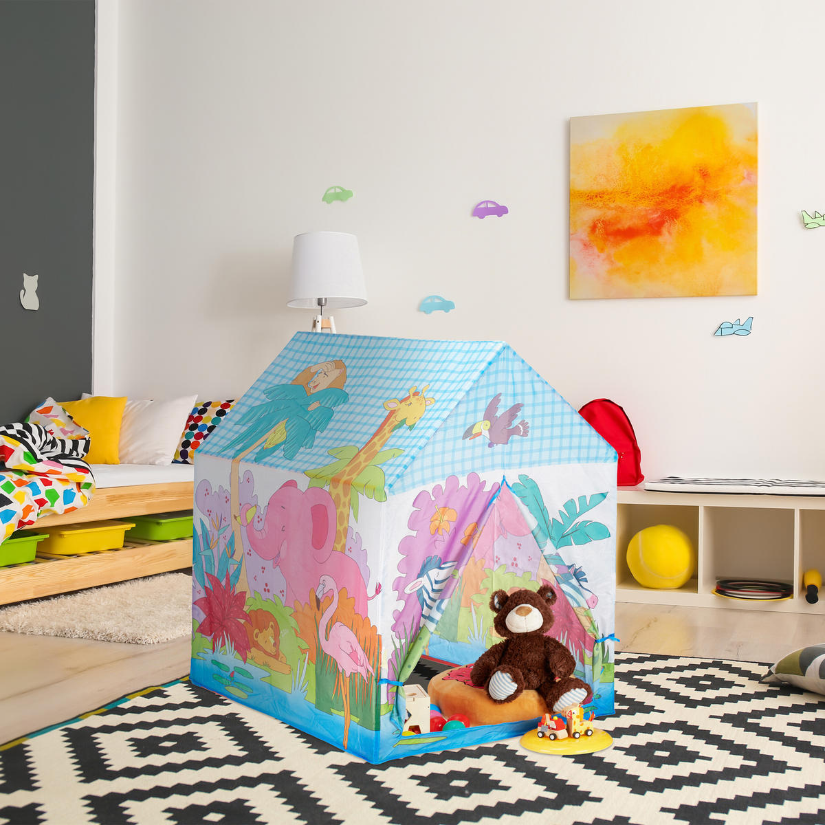 SPIELZELT Dschungel - Multicolor, Kunststoff/Textil (72/95cm) - Relaxdays