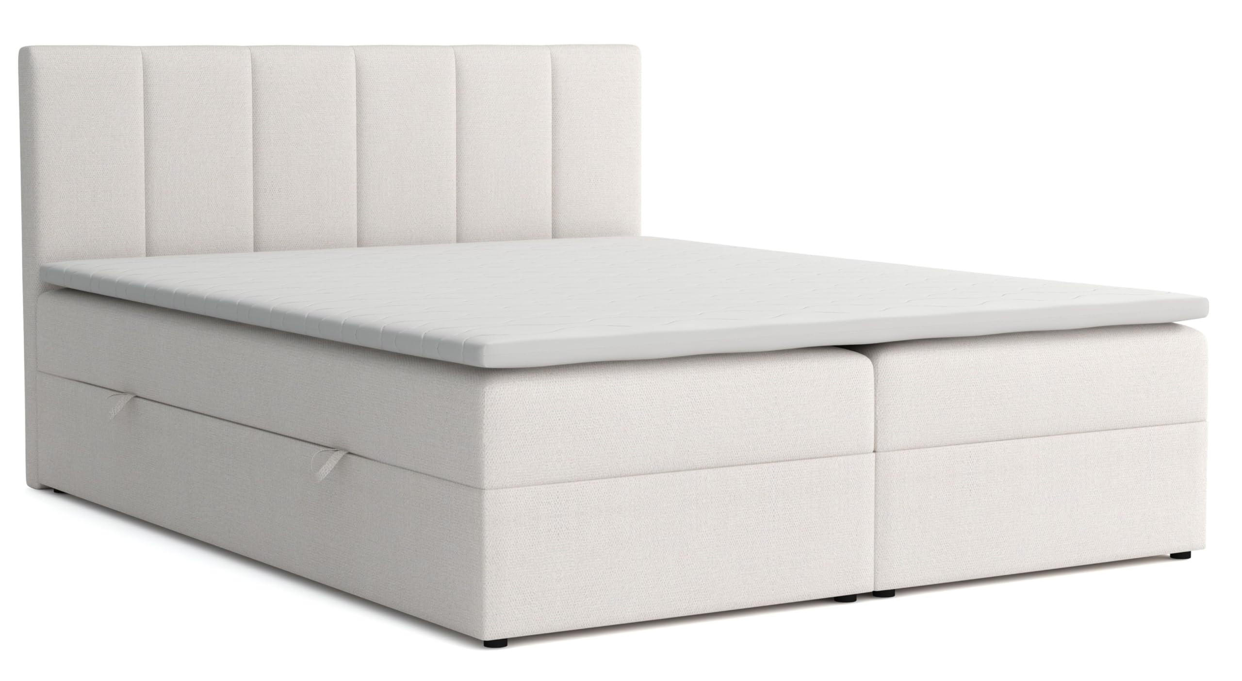 BOXBETT LISA mit Bettkästen H2/H3 Matratze 140 x 200 cm - Beige, Holzwerkstoff (140/200cm) - VENASI MÖBEL