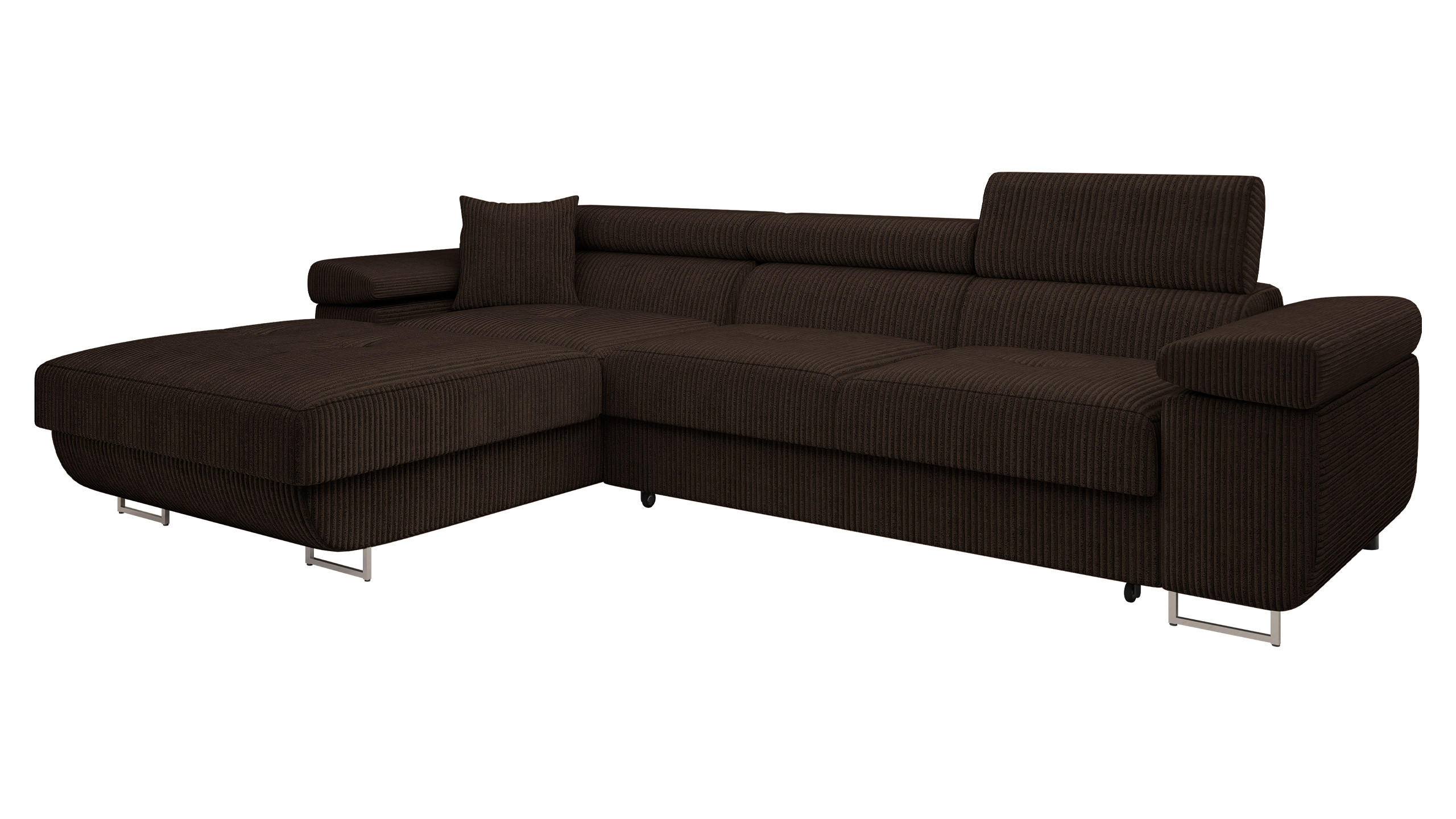 ECKSOFA Torezio Mini Cord, Seite: Links - Nussbaumfarben, Holz/Textil (280/170cm) - MIRJAN24
