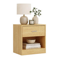 NACHTTISCH Holzoptik mit Schublade - Hellbraun, Holzwerkstoff (39/41/28cm) - Relaxdays