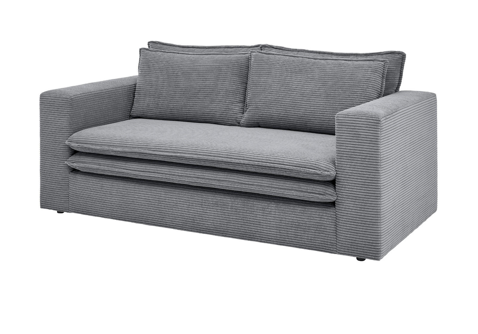SOFA grau Cord, Couch 2-Sitzer 180 cm - Beige/Grau, Holz/Textil (180/83/91cm) - Furn.Design