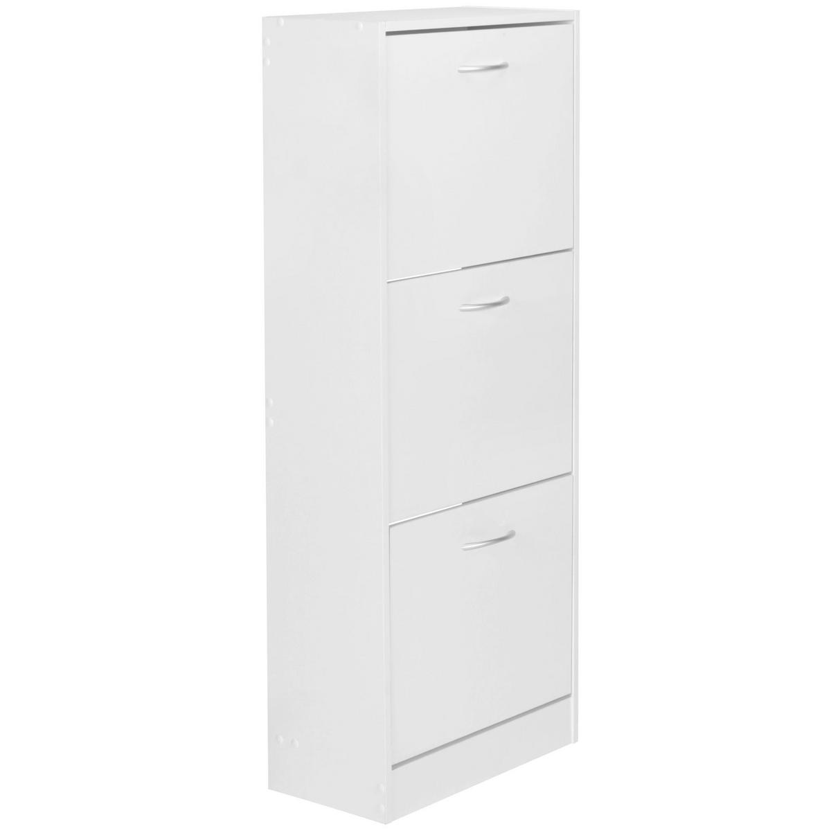 SCHUHSCHRANK – Weiß, 3 Fächer, für ca. 18 Paar Schuhe, 50x125x24 cm - Weiß, Holz (50/125/24cm) - KADIMA DESIGN