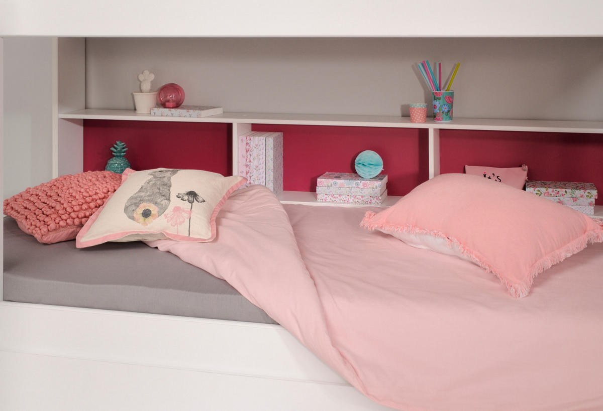 ETAGENBETT mit Bettschubkasten Jugendzimmer 2x Bett 90 x 200 cm - Blau/Pink, Holz/Holzwerkstoff (90/200cm)