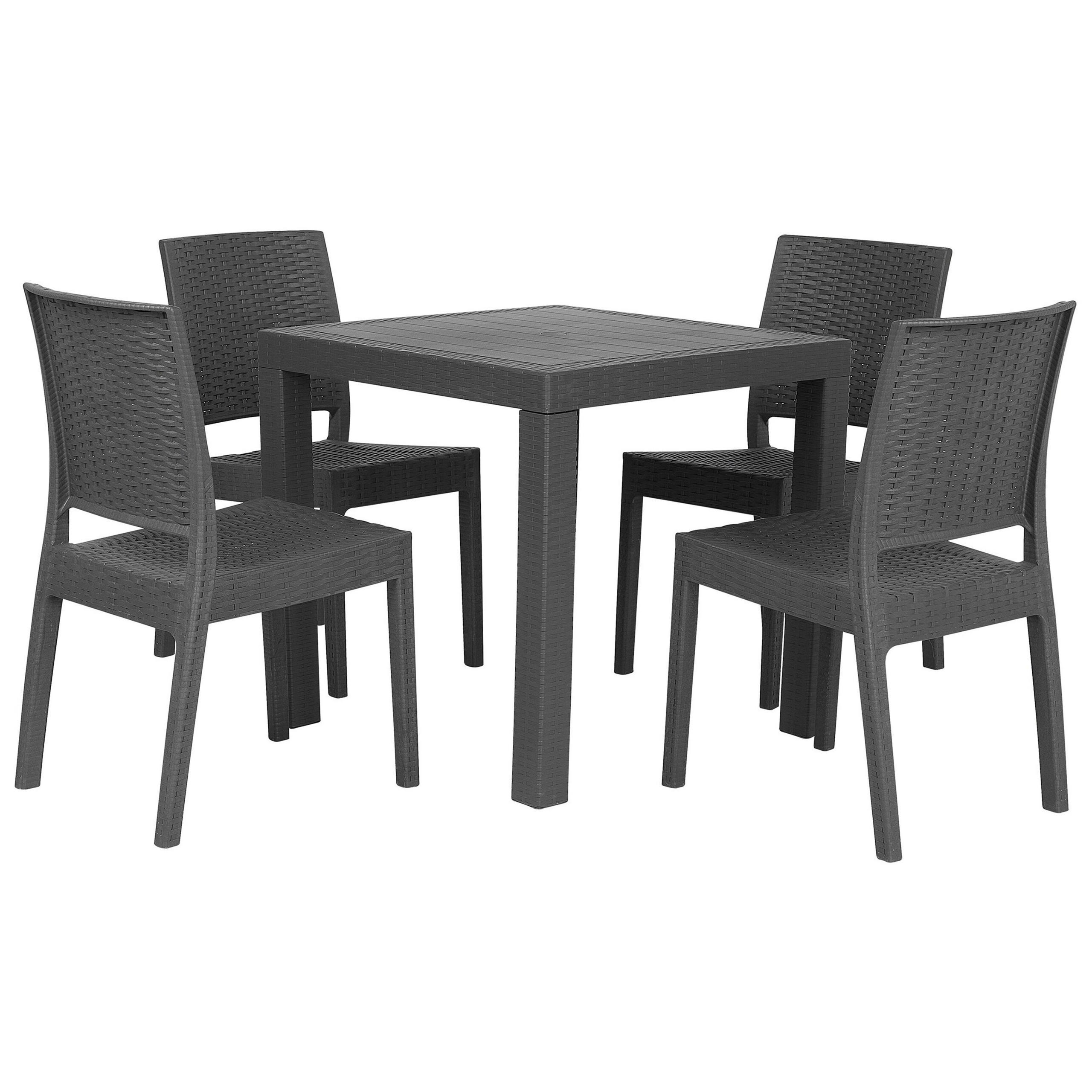 GARTENMÖBEL SET 4-Sitzer Rattanoptik graphitgrau Fossano - Graphitfarben, Kunststoff - Beliani
