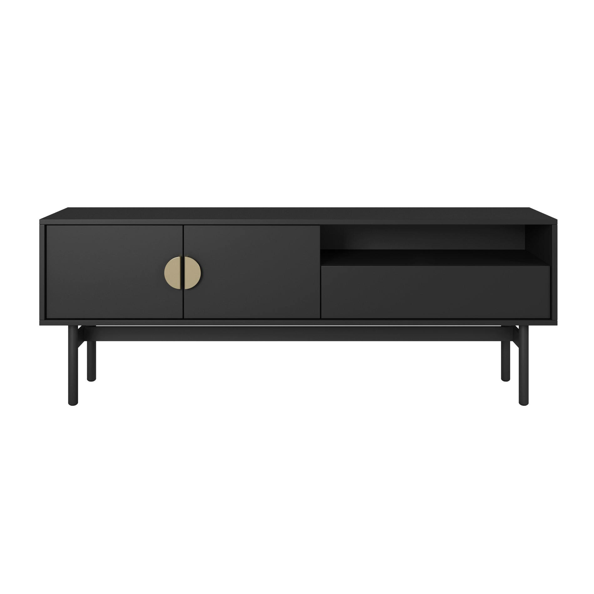 TV-LOWBOARD Stoon II SCHWARZ 154 CM - Goldfarben/Schwarz, Holzwerkstoff/Metall (154/57/38cm) - Selsey