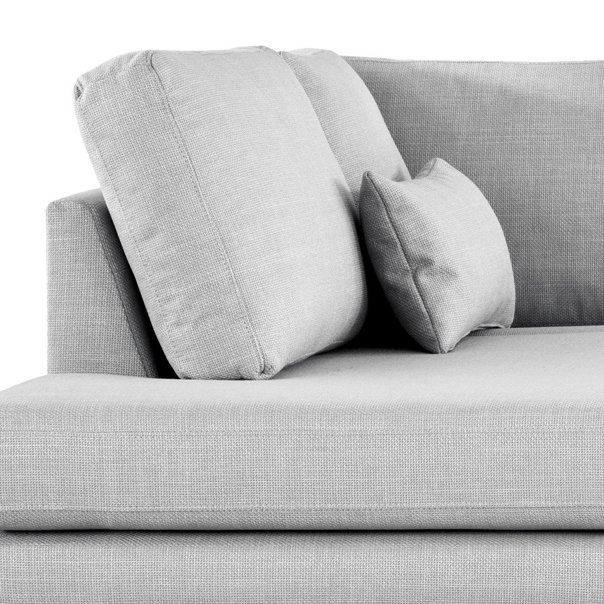 ECKSOFA mit Ottomane - Eichefarben/Hellgrau, Eichenholz/Textil (287/219cm) - home24