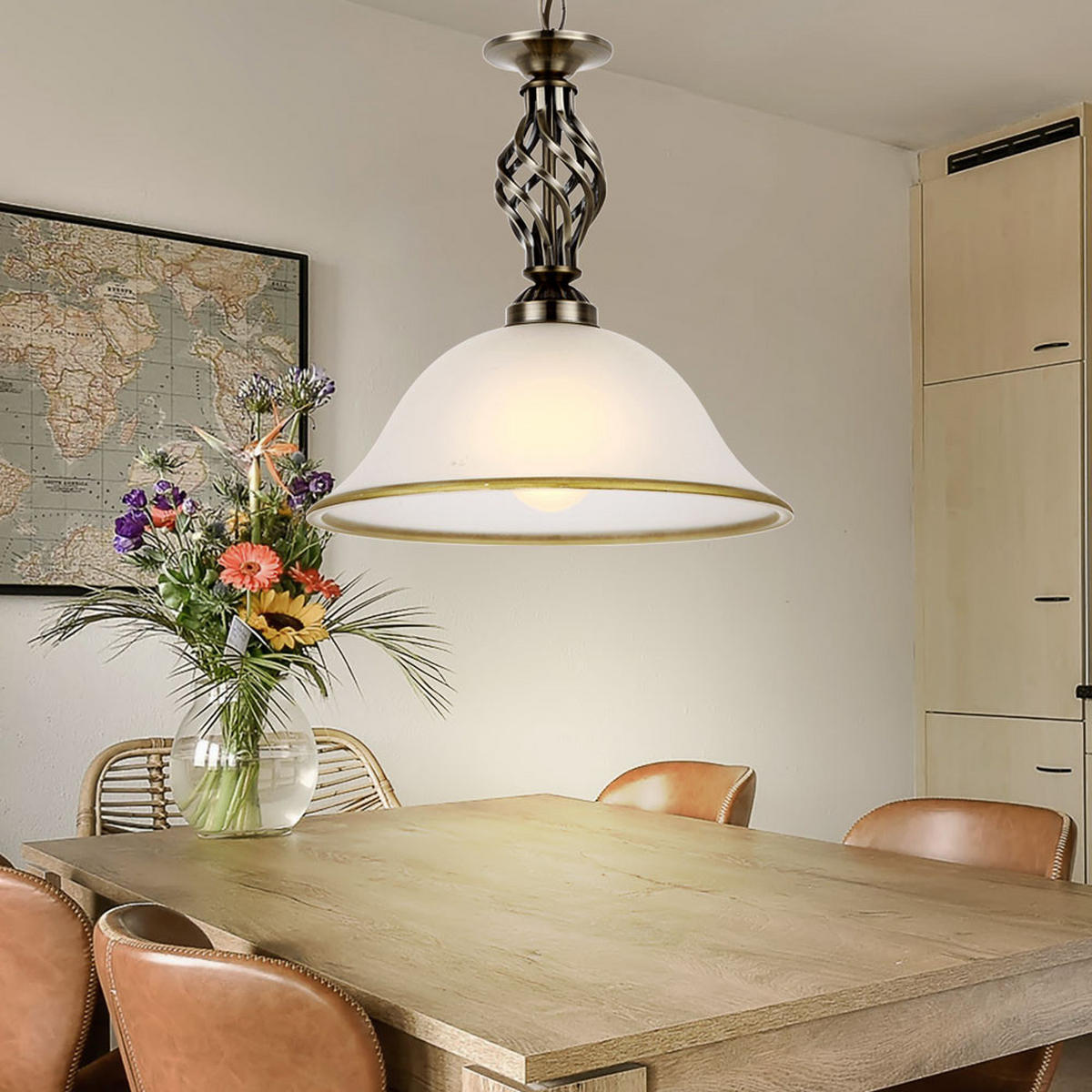 LED HÄNGELEUCHTE ODIN Messing - Messingfarben, Glas (30/30/120cm) - Globo Lighting