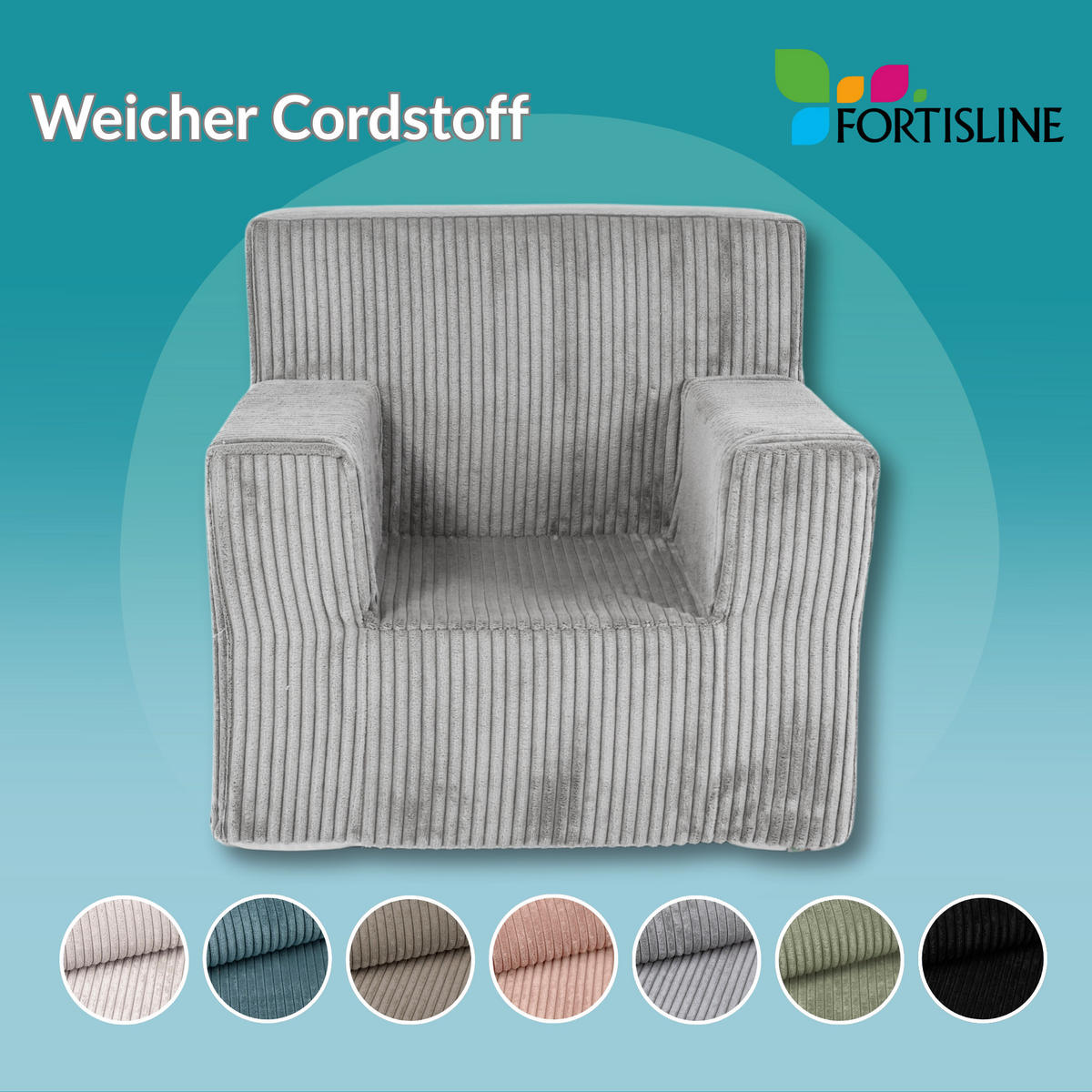KINDERSESSEL aus Kuschel-Cord in Braun - Braun, Textil (51/47/33cm) - Fortisline