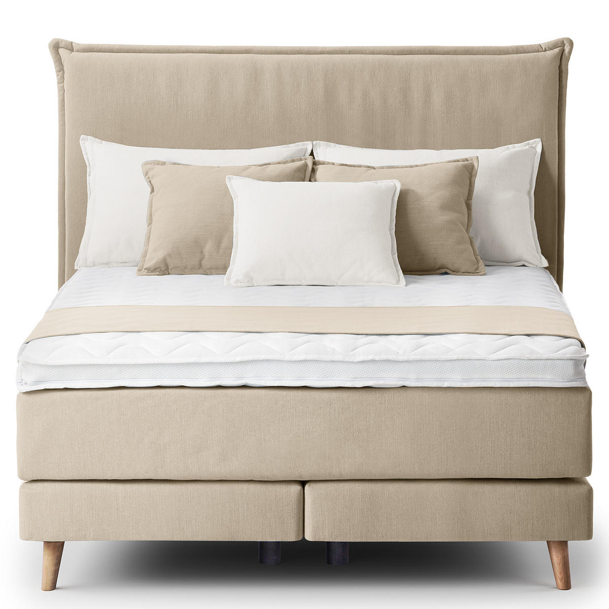 BOXSPRINGBETT - Klassisch - Schlammfarben, Textil (140/200cm) - home24