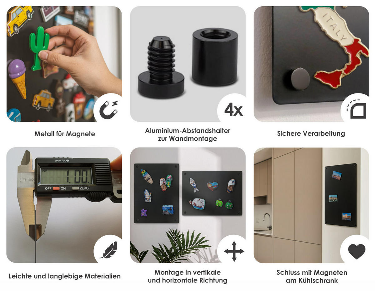 TAFEL magnetische 80x50 cm - Schwarz, Metall (50/80/0.1cm) - Wallfluent