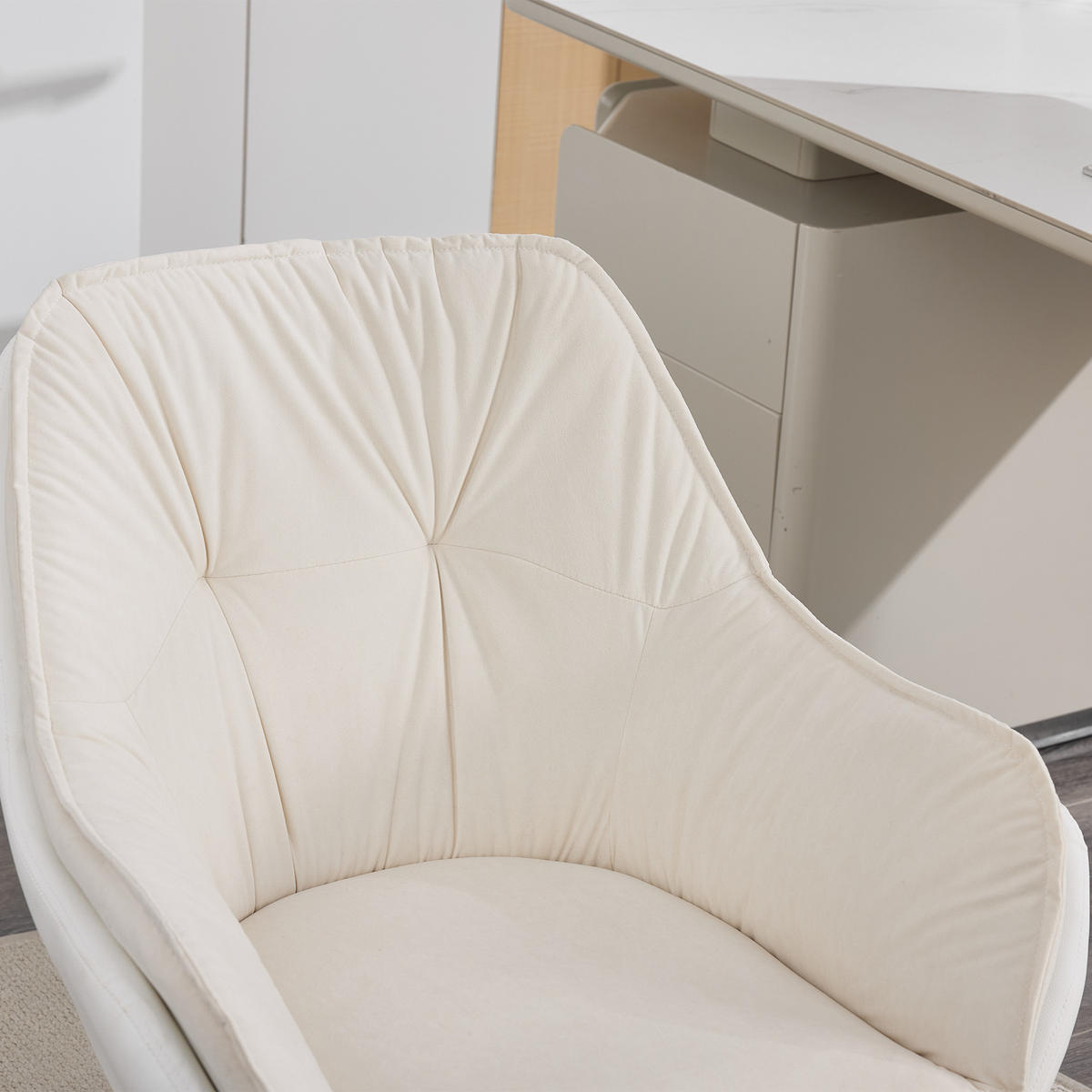STUHL Kunstleder mit 360°-Drehfunktion, DE-42311, Beige - Beige, Metall (66/80/67.5cm) - ComfortXL