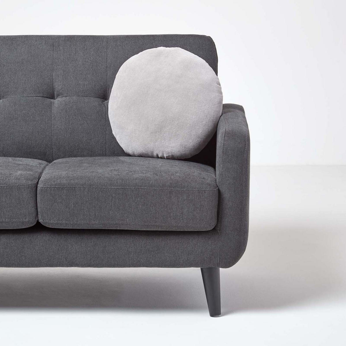 DEKOKISSEN rund grau, Baumwollsamt?40 cm - Hellgrau, Textil (40/40cm) - Homescapes