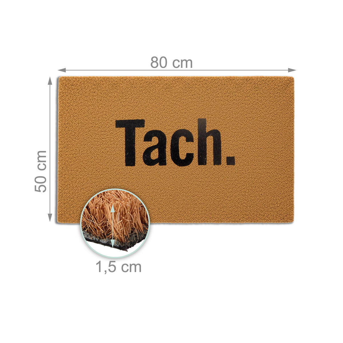 FUSSMATTE - Hellbraun, Kunststoff/Textil (80/50cm) - Relaxdays