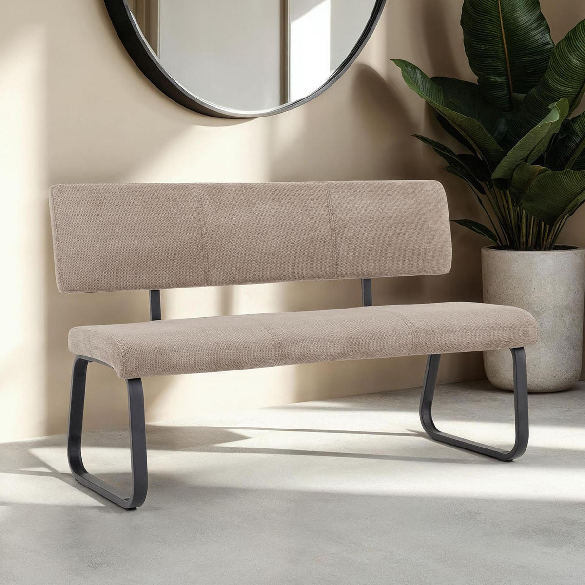 ESSZIMMERBANK VILAS hellbraun - Hellbraun, Textil/Metall (135/87/56cm) - IDIMEX