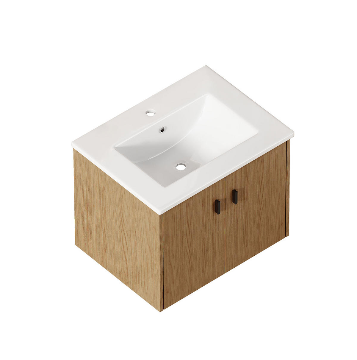 BADEZIMMERSCHRANK 60 cm Hell Eiche mit 2 Türen - Eichefarben, Holzwerkstoff (46.8/46.48/60.8cm) - Beauniv