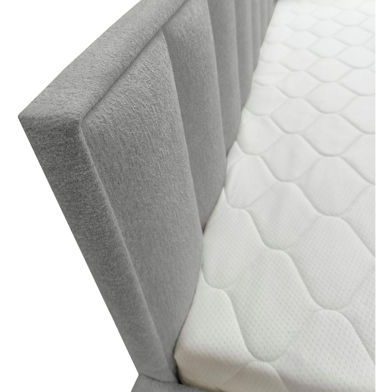 POLSTER-KINDERBETT LUKA 90x200 cm, links, mit Ausziehbett – Grau - Grau, Textil - KS Home Concept