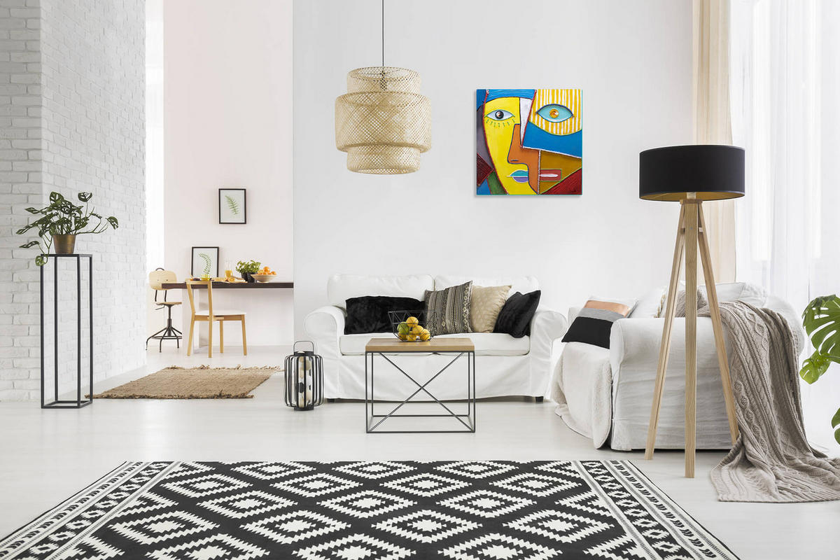 RUČNE MAĽOVANÝ AKRYLOVÝ OBRAZ 80/80 cm, viacfarebný, figurálny motív - viacfarebná, drevo/textil (80/80cm) - KUNSTLOFT