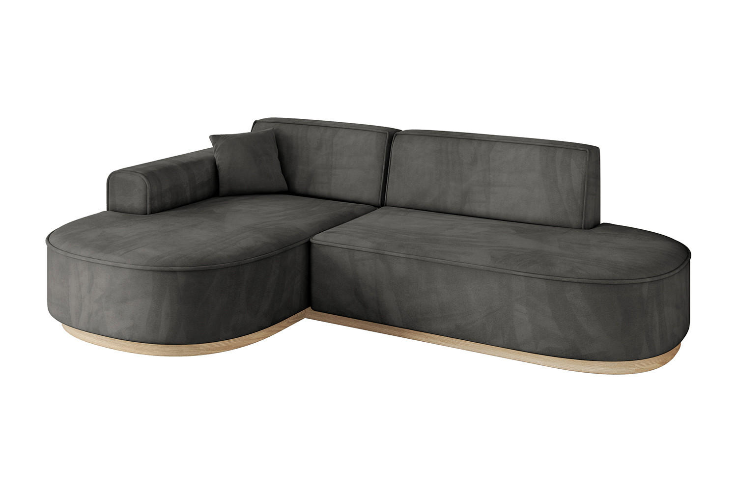ECKSOFA Ottomane Links MARI-L1-v1 - 243x171x83 cm Dunkelgrau Velours - Dunkelgrau, Holzwerkstoff/Textil (243/171cm) - ALTDECOR