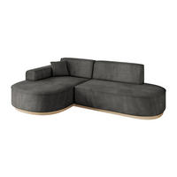 ECKSOFA Ottomane Links MARI-L1-v1 - 243x171x83 cm Dunkelgrau Velours - Dunkelgrau, Holzwerkstoff/Textil (243/171cm) - ALTDECOR
