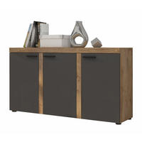 SIDEBOARD OKTAWIA 3F - Dunkelbraun/Graphitfarben, Holzwerkstoff (149/82/40cm) - Meblini