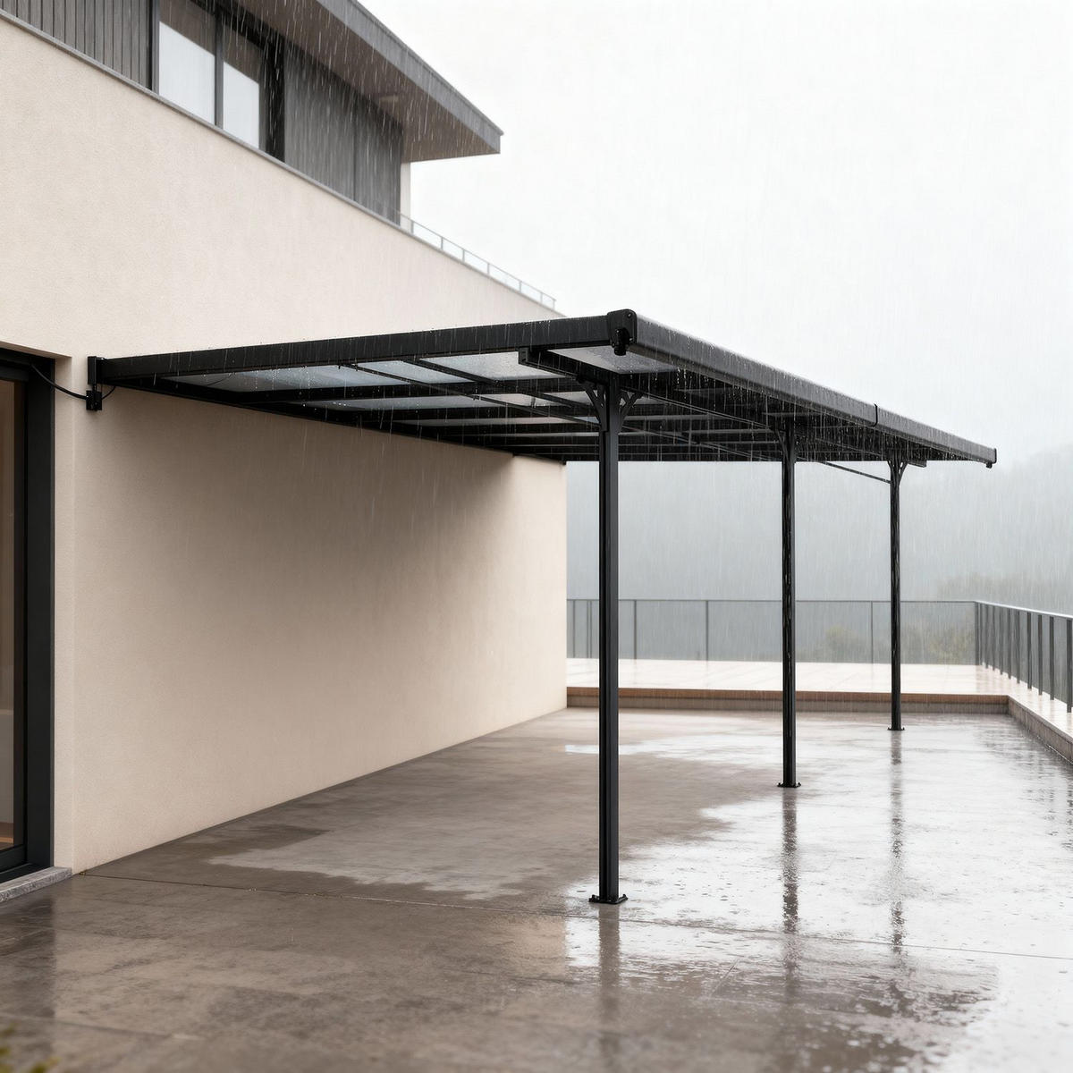 TERRASSENDACH Borneo Aluminium 4,9x3m dunkelgrau - Dunkelgrau, Metall (495/300/300cm) - Juskys