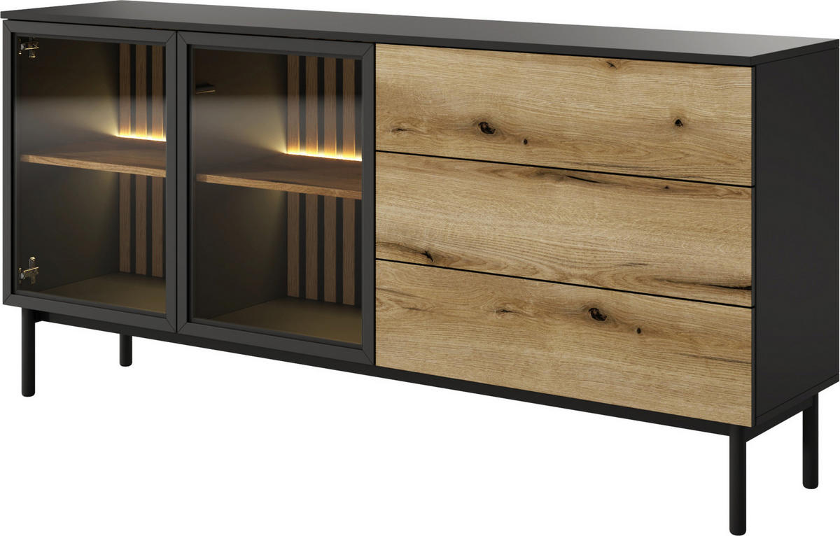 SIDEBOARD Holmric in Evoke Eiche 180/85/39 cm - Eichefarben/Schwarz, Holz/Holzwerkstoff (179.9/84.8/39.4cm) - WFL GROUP