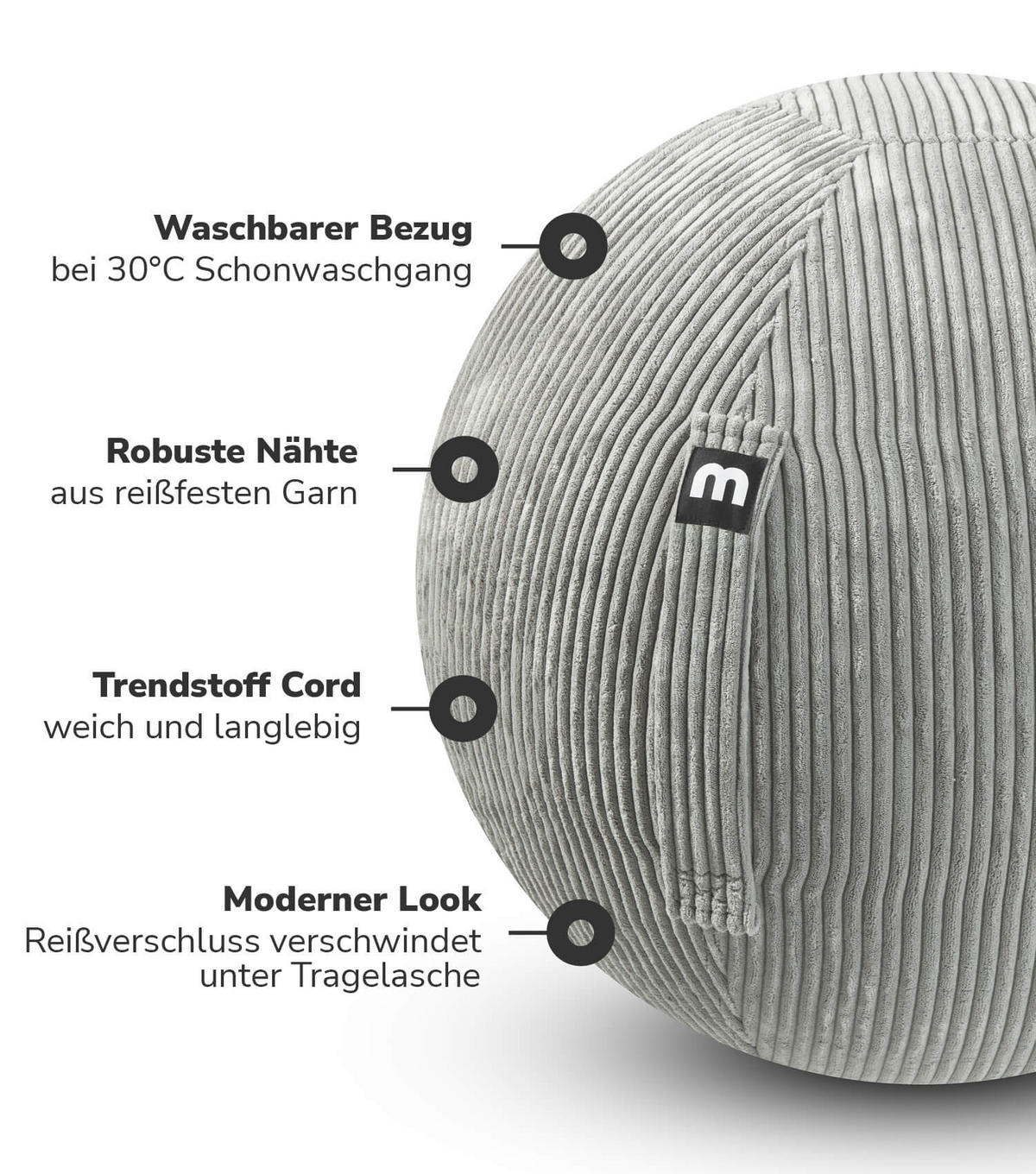 SITZBALL Der Sportliche - Grau, Textil (65/65/65cm) - Mokebo