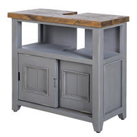WASCHBECKENUNTERSCHRANK - Kiefer massiv - Grau, Holz (75/68/35cm) - home24