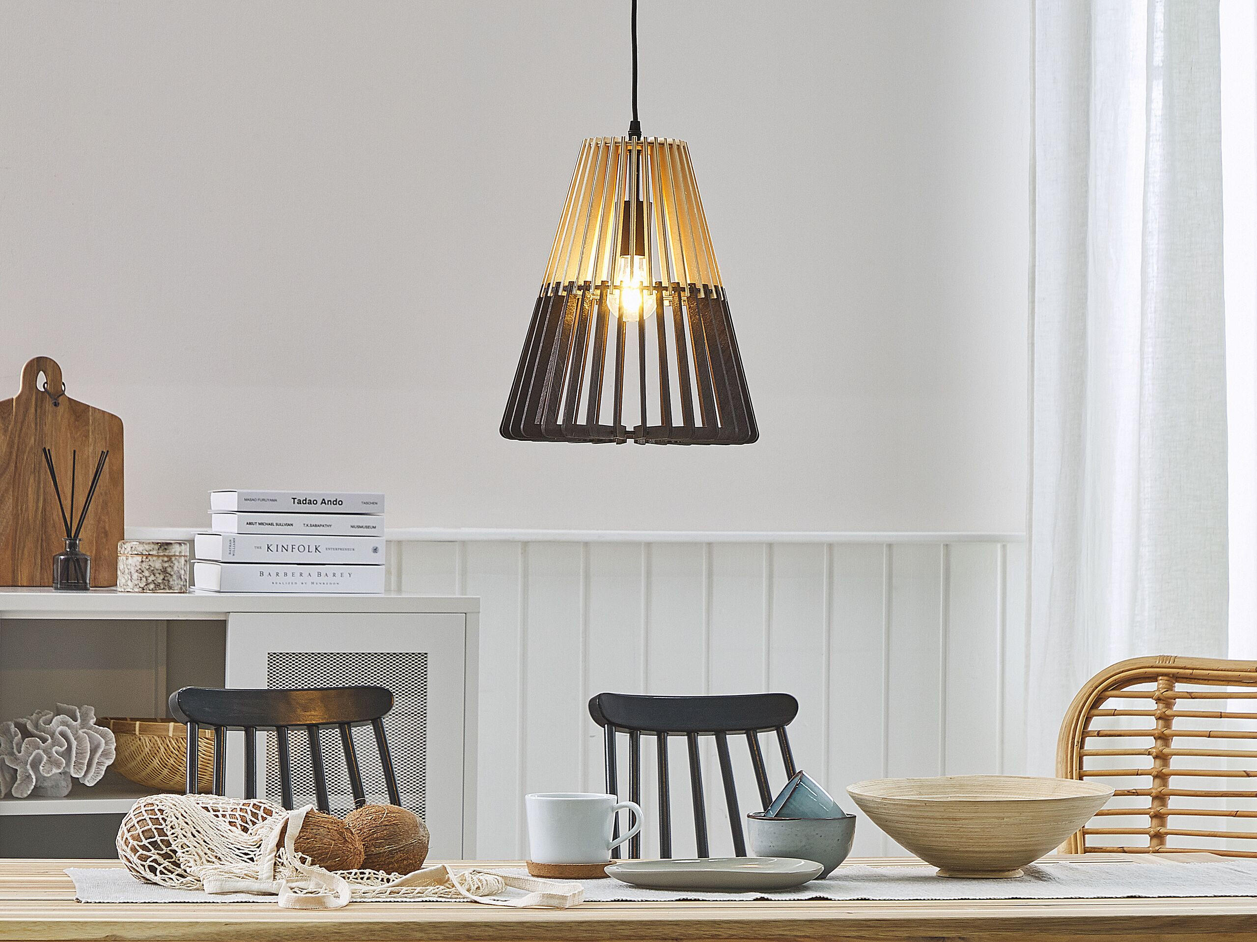 HÄNGELEUCHTE Cavalla 30/30/35 cm - Schwarz, Holzwerkstoff (30/30/35cm) - Beliani