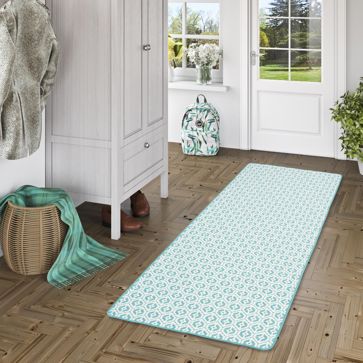 IN- UND OUTDOOR TEPPICH LÄUFER BEIDSEITIG CAPE COD - Türkis, Textil (100/200cm) - Snapstyle
