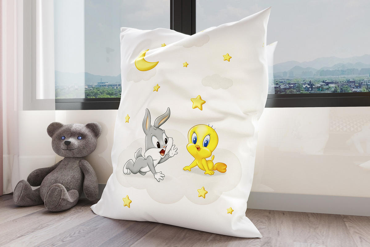 KINDER-SITZSACK - Looney Tunes - Gelb/Hellgrau, Textil (100/25/135cm) - Green Bean