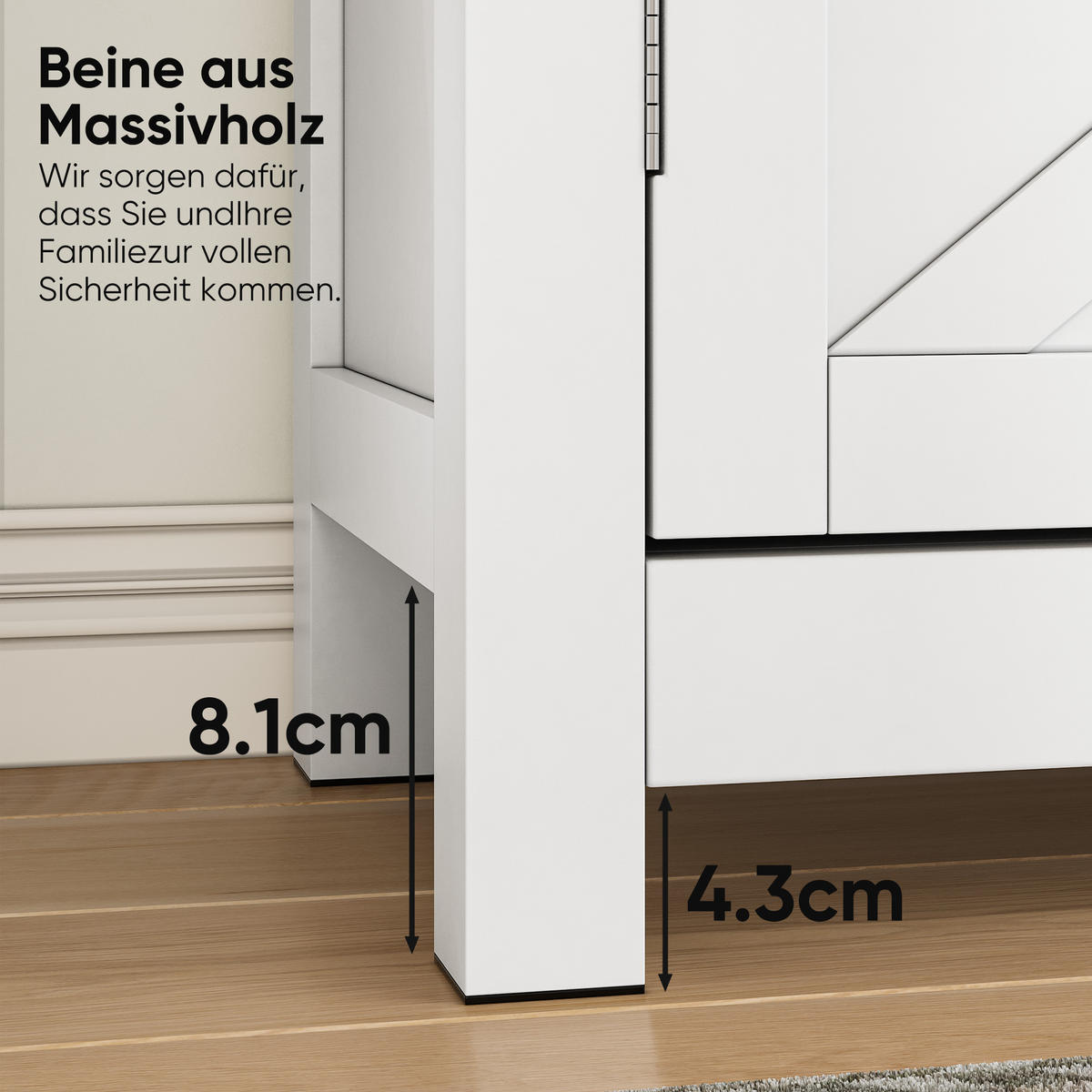 WASCHBECKENUNTERSCHRANK 76x30x83 cm Weiß & Walnuss mit Schublade, Scheunentoren & Walnussplatte - Weiß, Holzwerkstoff (76/83/30cm) - Modfu